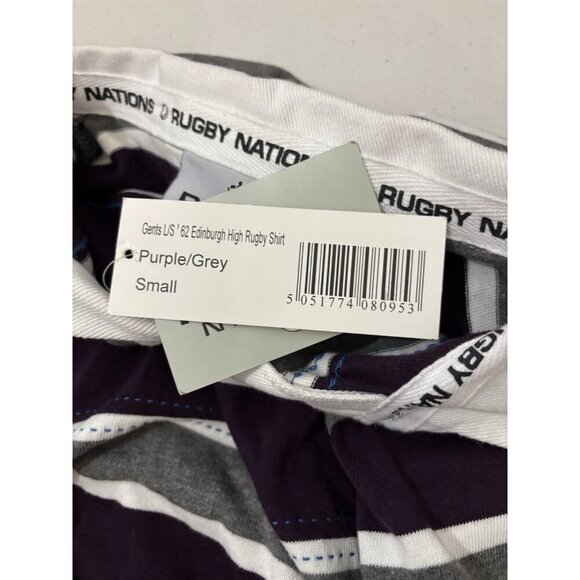 Rugby Nations Scotland striped polo long sleeve purple gray men small - Picture 11 of 14